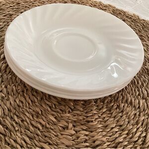 White Stoneware Saucer Set.